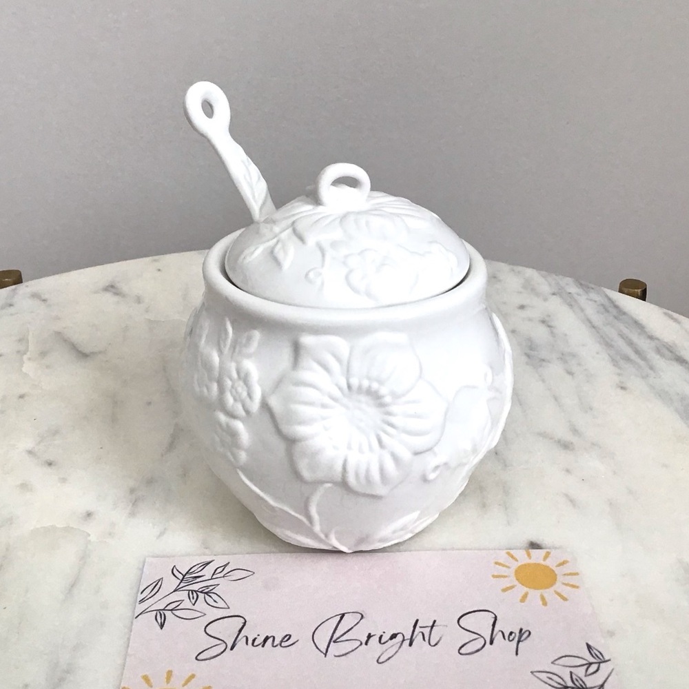 Anthropologie Luciana Glazed Stoneware Sugar Pot New In Box NWT